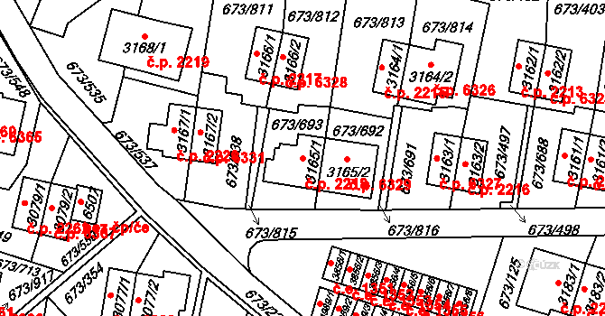 Zlín 2218 na parcele st. 3165/1 v KÚ Zlín, Katastrální mapa