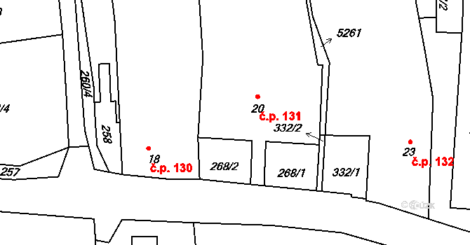 Brumovice 131 na parcele st. 20 v KÚ Brumovice u Opavy, Katastrální mapa