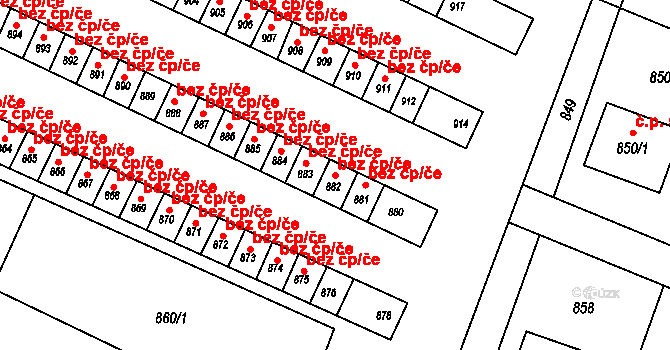 Horní Benešov 46324666 na parcele st. 882 v KÚ Horní Benešov, Katastrální mapa