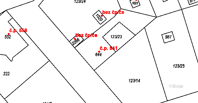 Lobeček 541, Kralupy nad Vltavou na parcele st. 644 v KÚ Lobeček, Katastrální mapa
