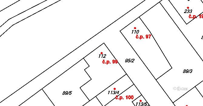 Dobrovíz 99 na parcele st. 112 v KÚ Dobrovíz, Katastrální mapa