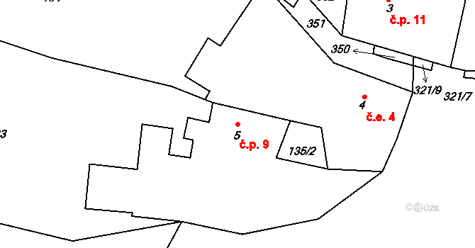 Bradné 9, Čachrov na parcele st. 5 v KÚ Bradné, Katastrální mapa