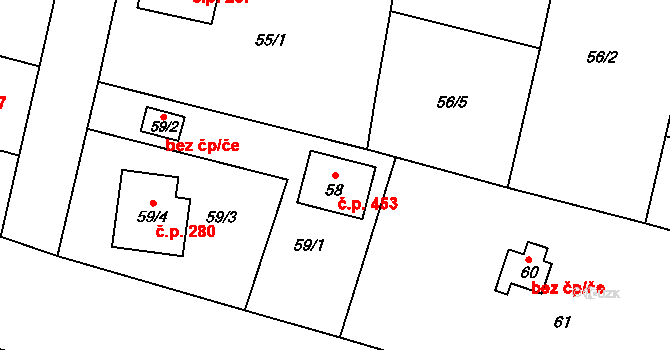 Chotíkov 453 na parcele st. 58 v KÚ Chotíkov, Katastrální mapa