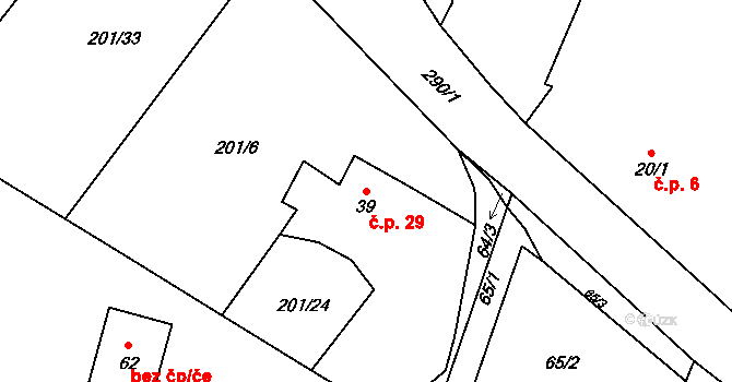 Smederov 29, Ždírec na parcele st. 39 v KÚ Smederov, Katastrální mapa