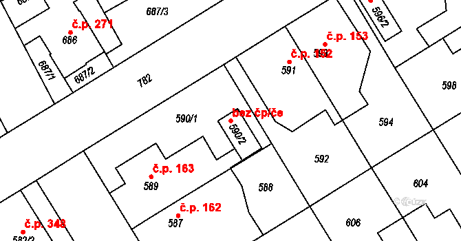 Jaroměř 93565666 na parcele st. 590/2 v KÚ Josefov u Jaroměře, Katastrální mapa