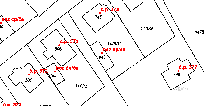 Křižanov 99687666 na parcele st. 946 v KÚ Křižanov, Katastrální mapa