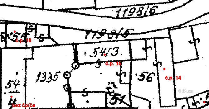 Klášter 15 na parcele st. 54/3 v KÚ Klášter u Nepomuka, Katastrální mapa