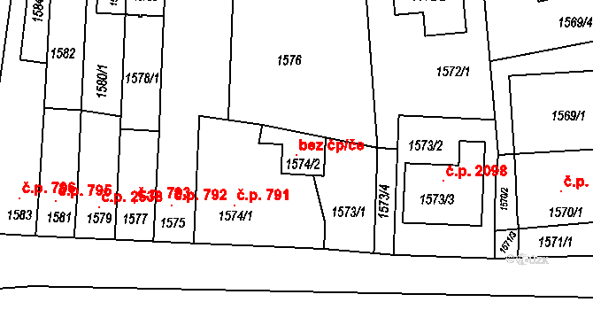 Boskovice 102829667 na parcele st. 1574/2 v KÚ Boskovice, Katastrální mapa