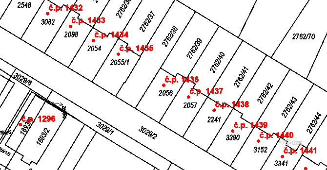 Bystřice pod Hostýnem 1436 na parcele st. 2056 v KÚ Bystřice pod Hostýnem, Katastrální mapa