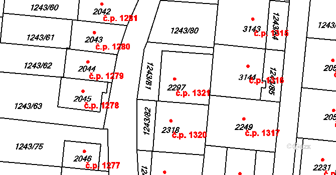 Lipník nad Bečvou I-Město 1321, Lipník nad Bečvou na parcele st. 2297 v KÚ Lipník nad Bečvou, Katastrální mapa
