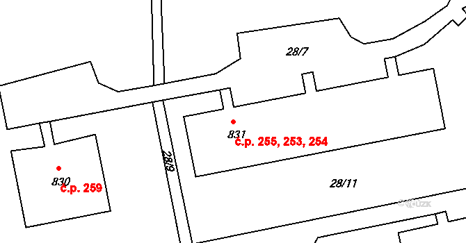Kamenná 253,254,255, Jílové na parcele st. 831 v KÚ Jílové u Děčína, Katastrální mapa