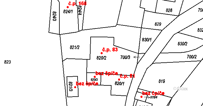 Mnichov 83, Vrbno pod Pradědem na parcele st. 820/2 v KÚ Mnichov pod Pradědem, Katastrální mapa