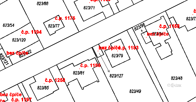 Praha 147340667 na parcele st. 823/127 v KÚ Radotín, Katastrální mapa