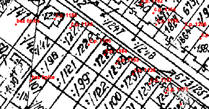 Lanžhot 1184 na parcele st. 1228 v KÚ Lanžhot, Katastrální mapa
