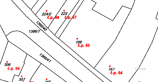 Chlumec nad Cidlinou I 53, Chlumec nad Cidlinou na parcele st. 166 v KÚ Chlumec nad Cidlinou, Katastrální mapa