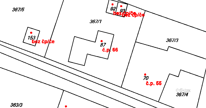 Chlum 66, Pavlíkov na parcele st. 87 v KÚ Chlum u Rakovníka, Katastrální mapa