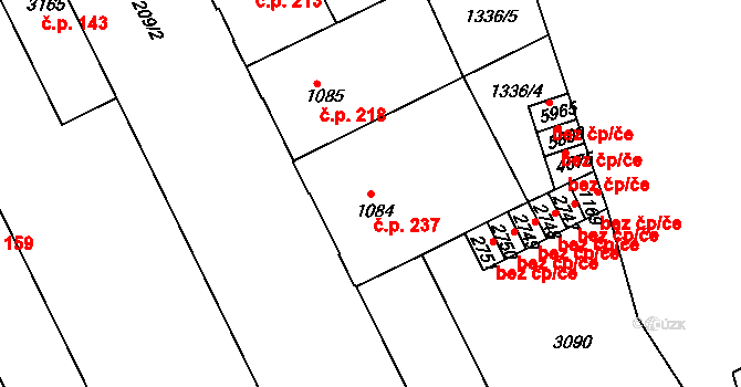 Chrudim III 237, Chrudim na parcele st. 1084 v KÚ Chrudim, Katastrální mapa