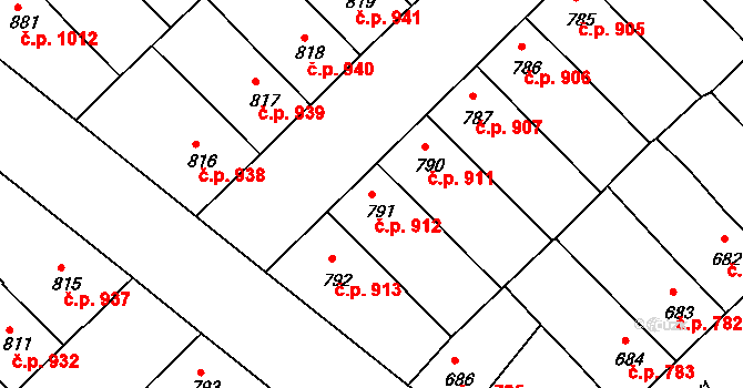 Předměstí 912, Svitavy na parcele st. 791 v KÚ Svitavy-předměstí, Katastrální mapa