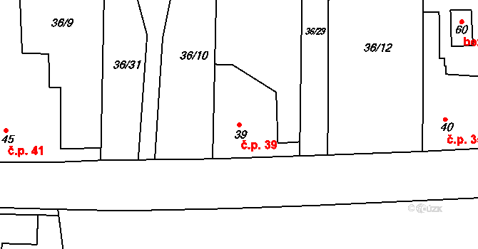 Kystra 39, Slavětín na parcele st. 39 v KÚ Kystra, Katastrální mapa
