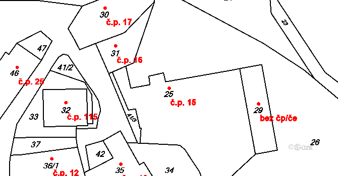 Ludíkov 15 na parcele st. 25 v KÚ Ludíkov, Katastrální mapa