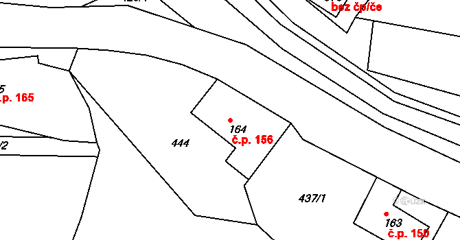 Janovice 156 na parcele st. 164 v KÚ Janovice u Frýdku-Místku, Katastrální mapa