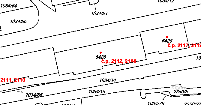 Cheb 2112,2114 na parcele st. 6426 v KÚ Cheb, Katastrální mapa