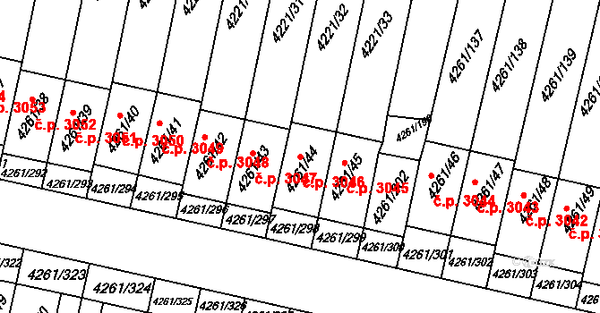 Smíchov 3046, Praha na parcele st. 4261/44 v KÚ Smíchov, Katastrální mapa