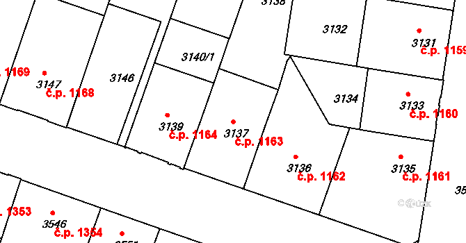 České Budějovice 3 1163, České Budějovice na parcele st. 3137 v KÚ České Budějovice 3, Katastrální mapa