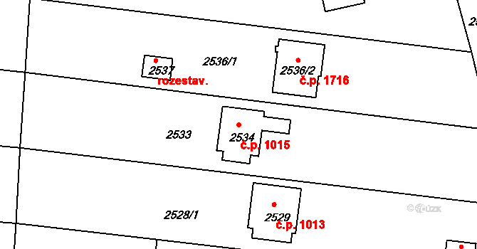 České Budějovice 6 1015, České Budějovice na parcele st. 2534 v KÚ České Budějovice 6, Katastrální mapa