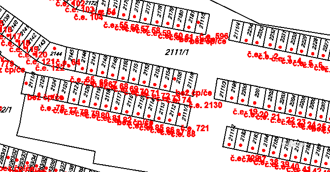 Jirkov 74 na parcele st. 2154 v KÚ Jirkov, Katastrální mapa