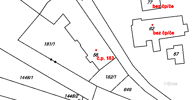 Žacléř 153 na parcele st. 56 v KÚ Černá Voda u Žacléře, Katastrální mapa