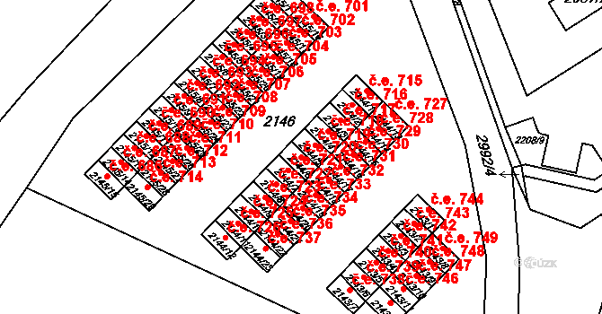 Kuřim 720 na parcele st. 2144/6 v KÚ Kuřim, Katastrální mapa