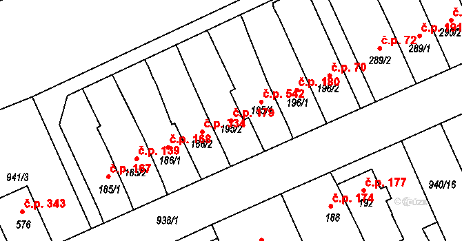Hylváty 179, Ústí nad Orlicí na parcele st. 195/2 v KÚ Hylváty, Katastrální mapa