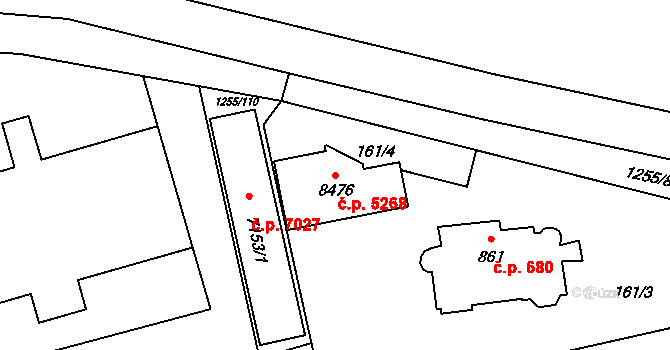 Zlín 5268 na parcele st. 8476 v KÚ Zlín, Katastrální mapa