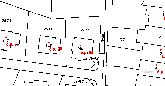 Kochovice 95, Hoštka na parcele st. 140 v KÚ Kochovice, Katastrální mapa