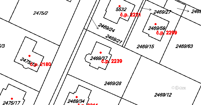 Předměstí 2239, Litoměřice na parcele st. 2469/37 v KÚ Litoměřice, Katastrální mapa
