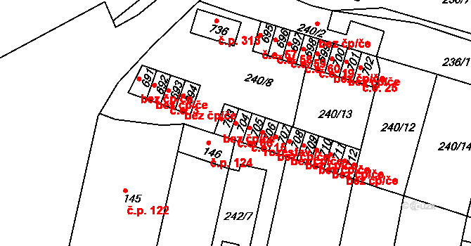 Hostomice 66 na parcele st. 704 v KÚ Hostomice nad Bílinou, Katastrální mapa
