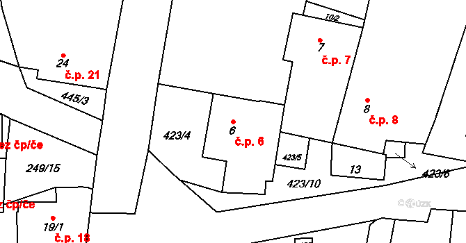 Špinov 6, Nížkov na parcele st. 6 v KÚ Špinov, Katastrální mapa