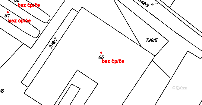 Lhotice 40141667 na parcele st. 65 v KÚ Lhotice u Jemnice, Katastrální mapa