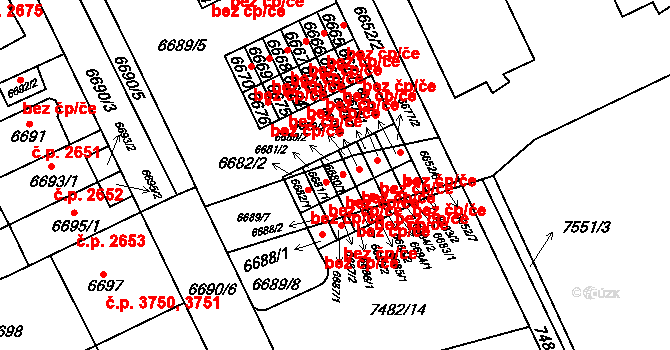 Brno 41472667 na parcele st. 6680/1 v KÚ Židenice, Katastrální mapa