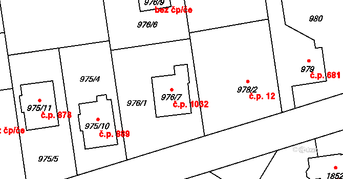 Kylešovice 1032, Opava na parcele st. 976/7 v KÚ Kylešovice, Katastrální mapa