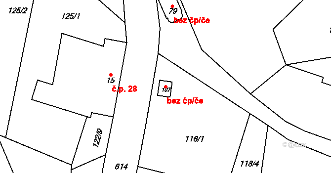 Hynčina 44938667 na parcele st. 107 v KÚ Křižanov u Zábřeha, Katastrální mapa