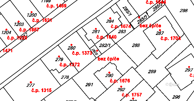 Chomutov 45013667 na parcele st. 282/2 v KÚ Chomutov I, Katastrální mapa