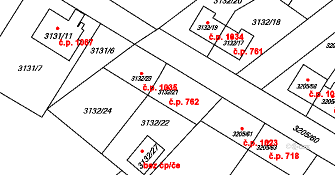 Ludgeřovice 762 na parcele st. 3132/21 v KÚ Ludgeřovice, Katastrální mapa