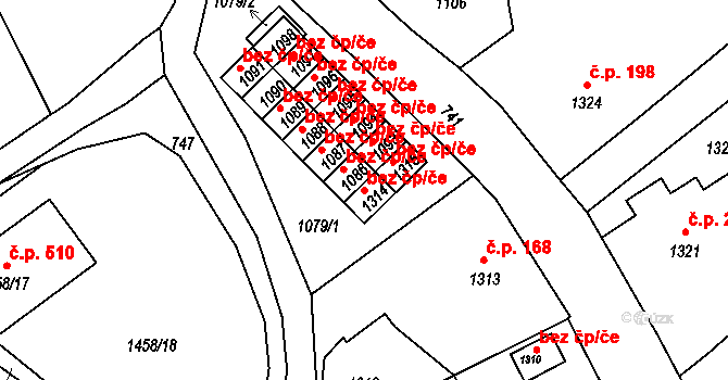 Břidličná 46321667 na parcele st. 1314 v KÚ Břidličná, Katastrální mapa