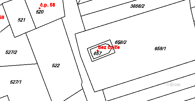 Velké Hostěrádky 46998667 na parcele st. 657 v KÚ Velké Hostěrádky, Katastrální mapa