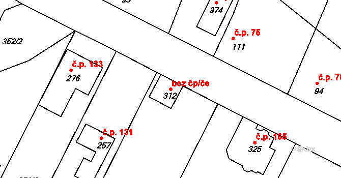 Kroměříž 47814667 na parcele st. 312 v KÚ Trávník, Katastrální mapa