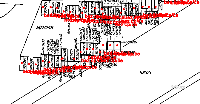 Ráj 579, Karviná na parcele st. 501/273 v KÚ Ráj, Katastrální mapa