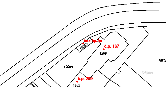 Zlín 49486667 na parcele st. 1208/2 v KÚ Štípa, Katastrální mapa