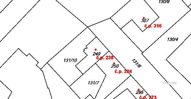Lobeček 238, Kralupy nad Vltavou na parcele st. 249 v KÚ Lobeček, Katastrální mapa